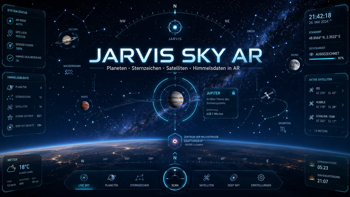 Cover von Sky AR mit Planeten, Satelliten und Himmelsdaten